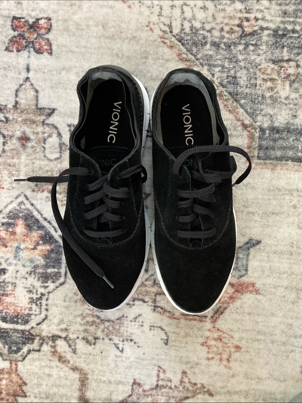 Vionic Black Suede Lace-Up Casual Sneakers